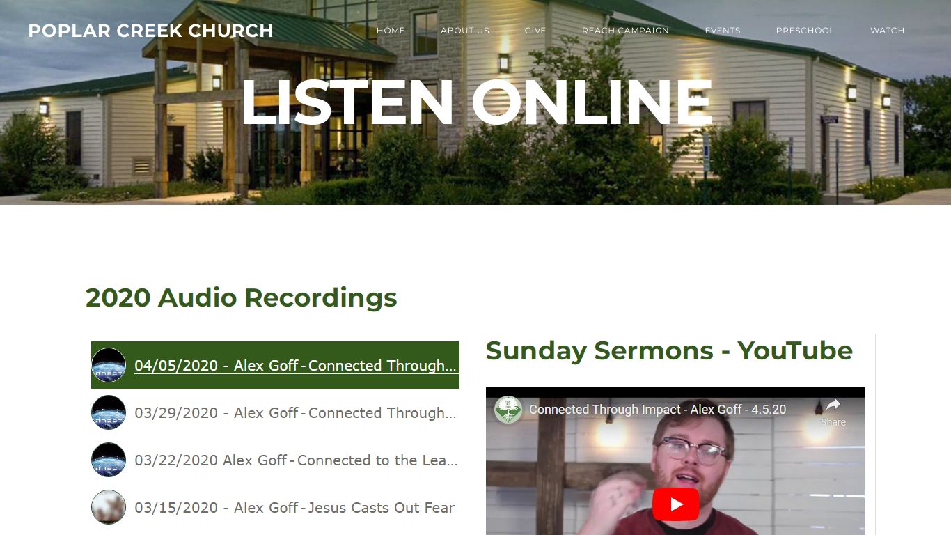Listen Online - POPLAR CREEK CHURCH